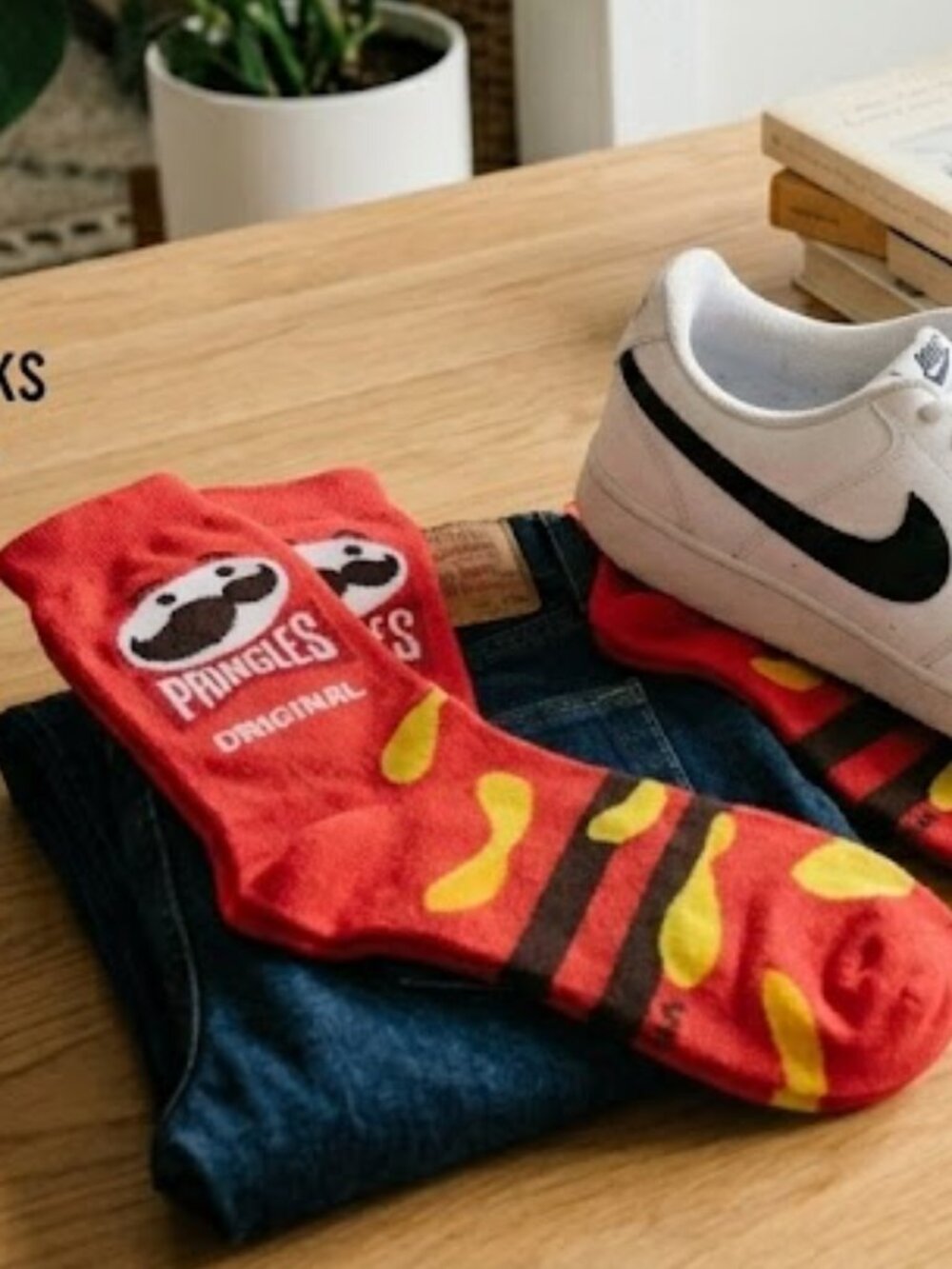 PRINGLES CHIPS SOCKS Novelty Socks Crazy Socks Unisex Mens Shoe Size 6-12 NEW